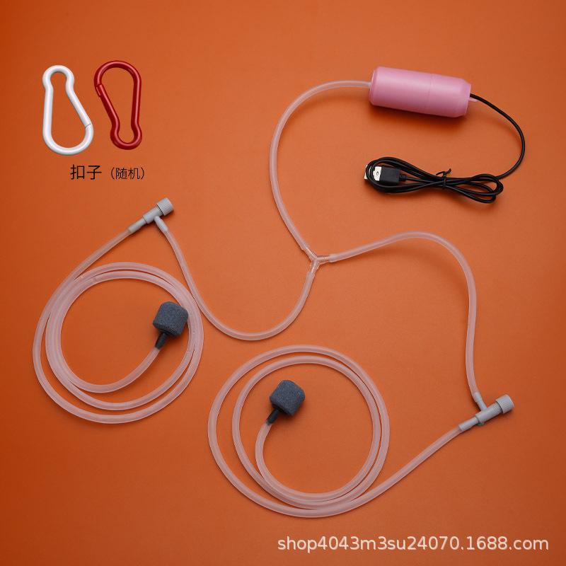 Huishoudelijke Stille Usb Mini Zuurstof Luchtpomp Aquarium Accessoires Beluchter Kleine Draagbare Farming Vissen Aquarium Accessoires: double tube 2