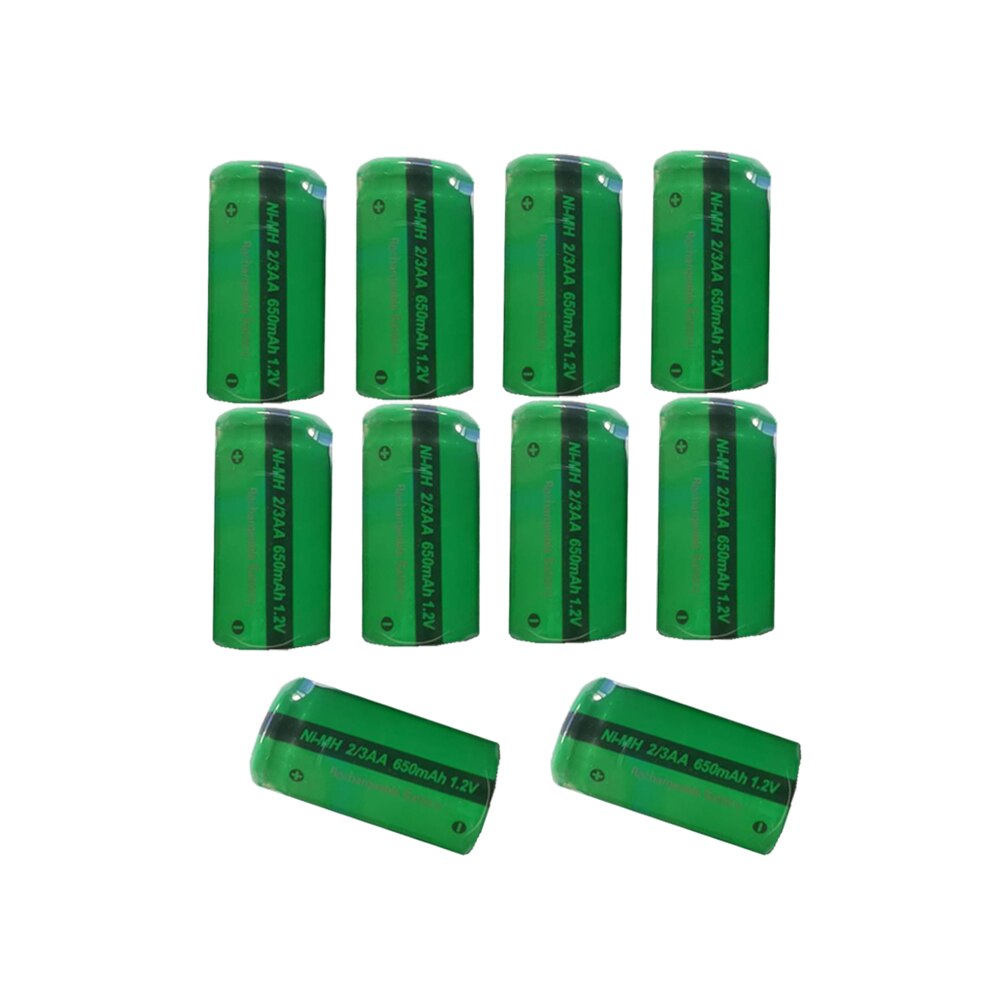 PKCELL 2/3AA 1,2 V NiMh, batería recargable de 650mAh, 1,2 V, tapa plana para bolígrafos condensadores, bolígrafos de dibujo 10 Uds.