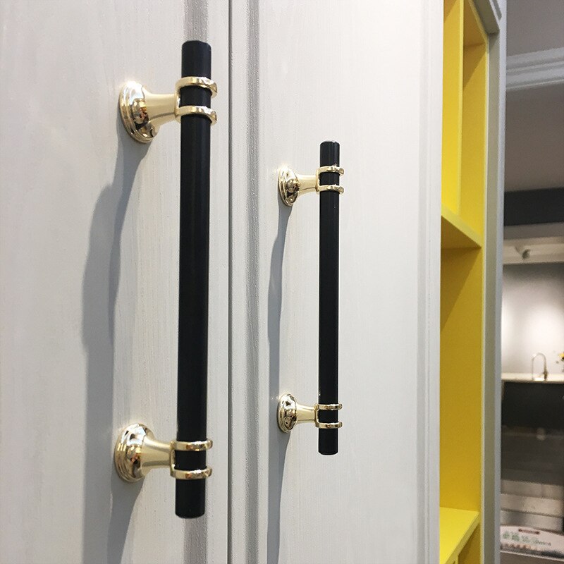 Nicedun moderne enkelt greb skabslåge skuffe skoskab møbel hardware sort guld dør trækker køkkenskabsgreb