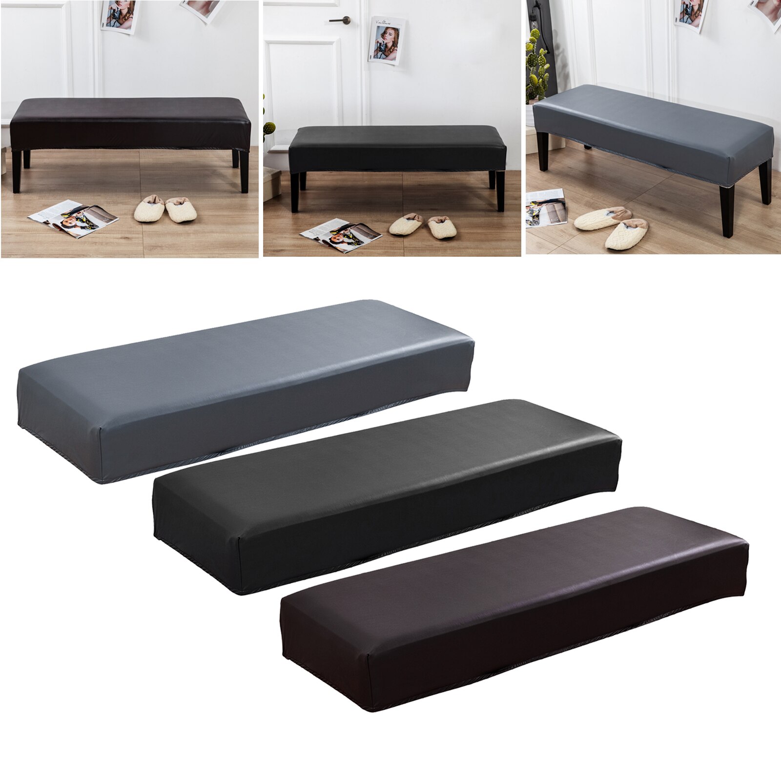 Bench Slipcover for Dining Room Waterproof Stretchable Removable Upholstered Kitchen Rectangle Bench Cover Protector