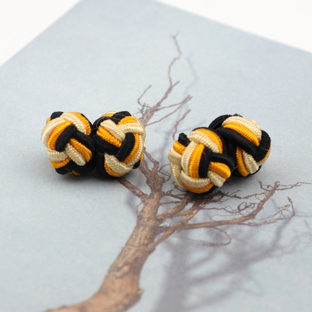 Novità nodi di Seta CufflinksMixed Tre Colori FAI DA TE Intrecciato Handmade Elastico Corda Doppia Sfera Gemelli Per Gli Uomini Regalo NO.1-20: 20