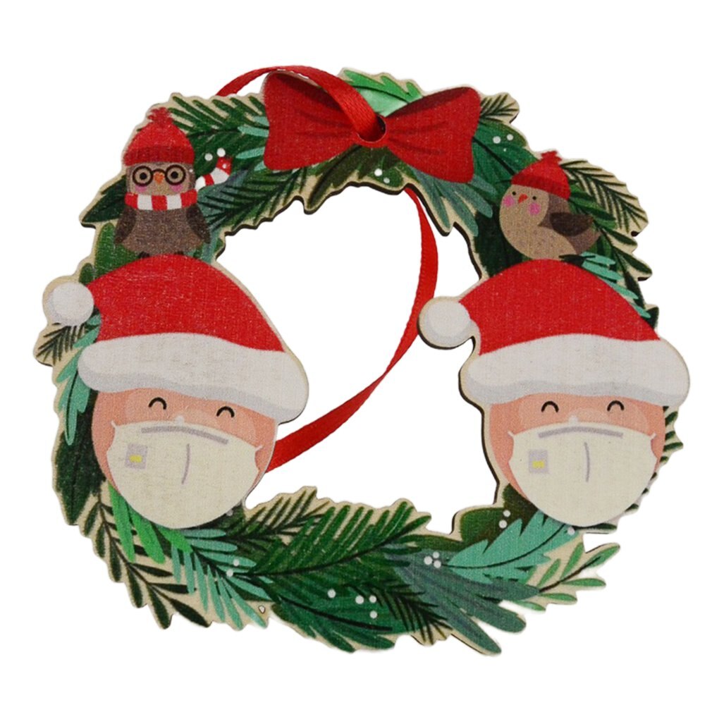 Cute Christmas Family DIY Christmas Tree Resin Pendants Snowman Pendants Wearing Masks And Christmas Hats: 2 doll