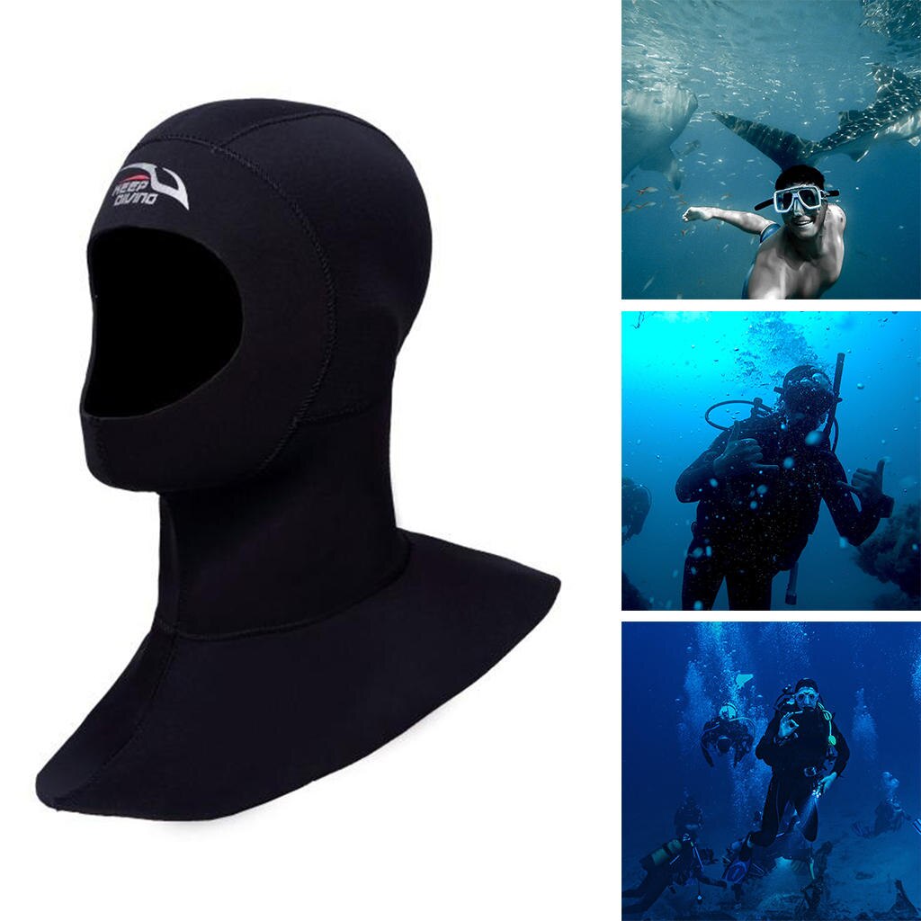 Wetsuit Scuba Hood Neoprene Dive Hood- 4 Sizes Diving Hat Cap Underwater Head: Black L