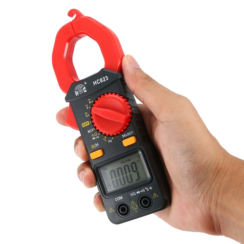 HC823 Digital Clamp Meter Mini Ammeter Clamp Multimeter Small Current Meter Voltage Current Resistance Capacitance Tester