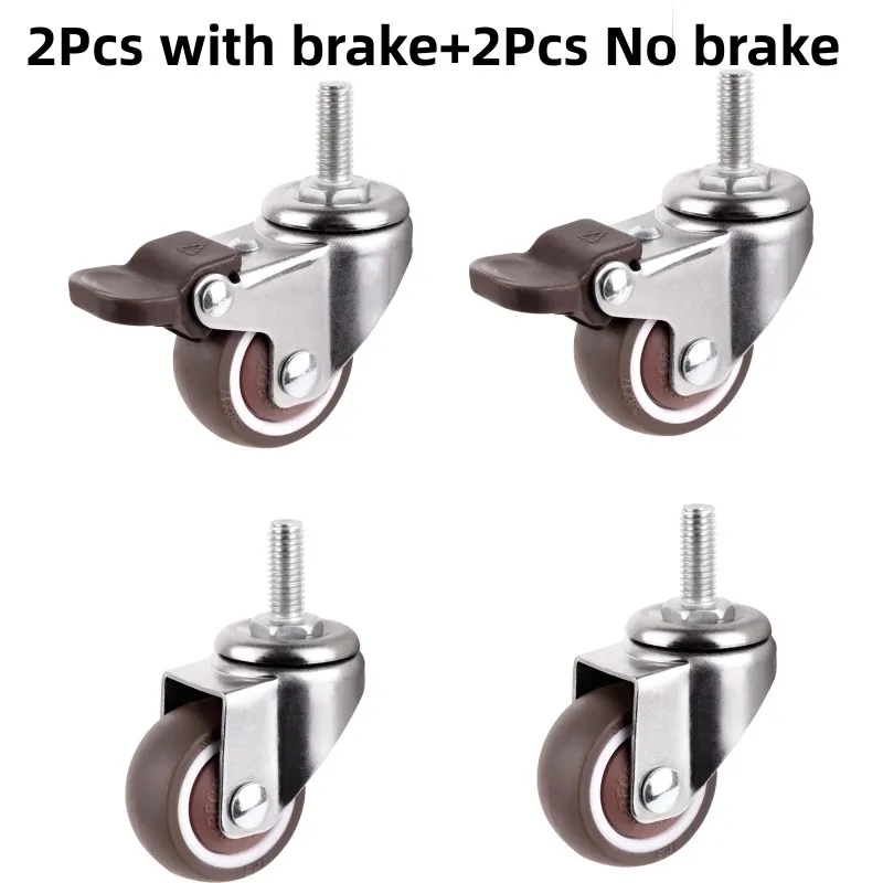 4 stuks meubelwielen zwaar universeel mute-wiel 360 ° Draaibare rubberen rol voor platformwagenstoel huishoudelijke accessoires: 3 inch / Paars