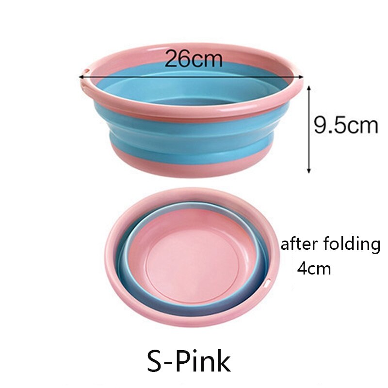 Portable Folding Washbasin Camping Travel Tourism Outdoor Foldable Bucket Basin Bathroom Wash Basin Household Laundry Tub Basin: Pink S
