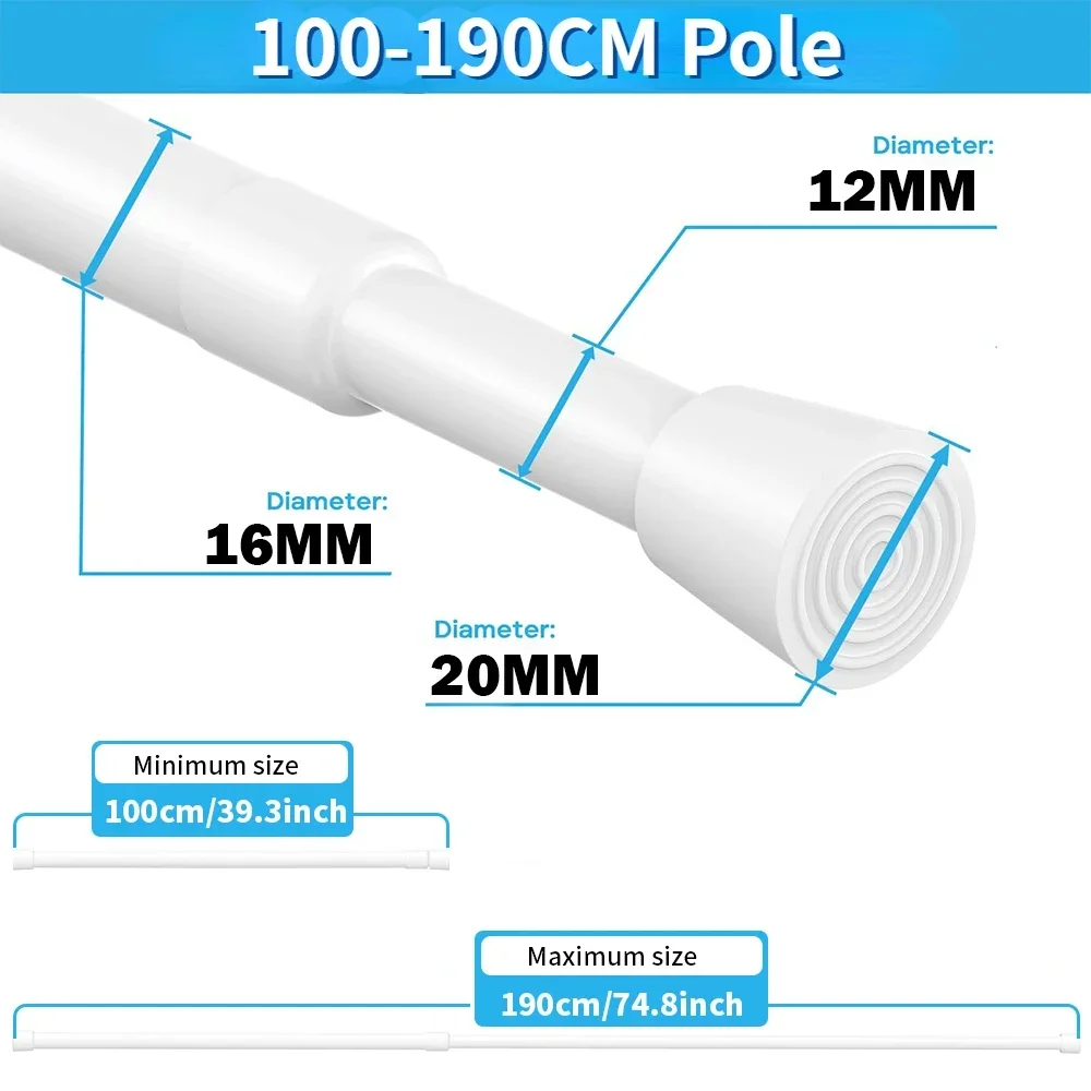 Tiges de Tension à Ressort Extensibles, Réglables, 40 à 280cm, , Sans Proposition, pour Portes et Fenêtres: Argent