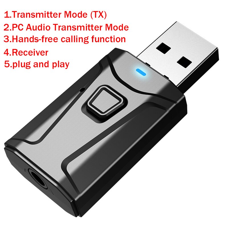 USB Bluetooth 5,0 Audio- Empfänger Sender 4 in 1 Mini 3,5mm Jack AUX RCA Stereo Musik kabellos Adapter Für TV Auto PC: T18