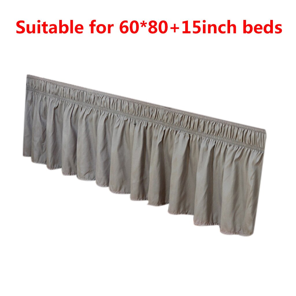 1pc moderne solid grå støv flæse split hjørner seng nederdel sengetøj hjem soveværelse dekoration elastik bånd plisseret seng nederdel: C