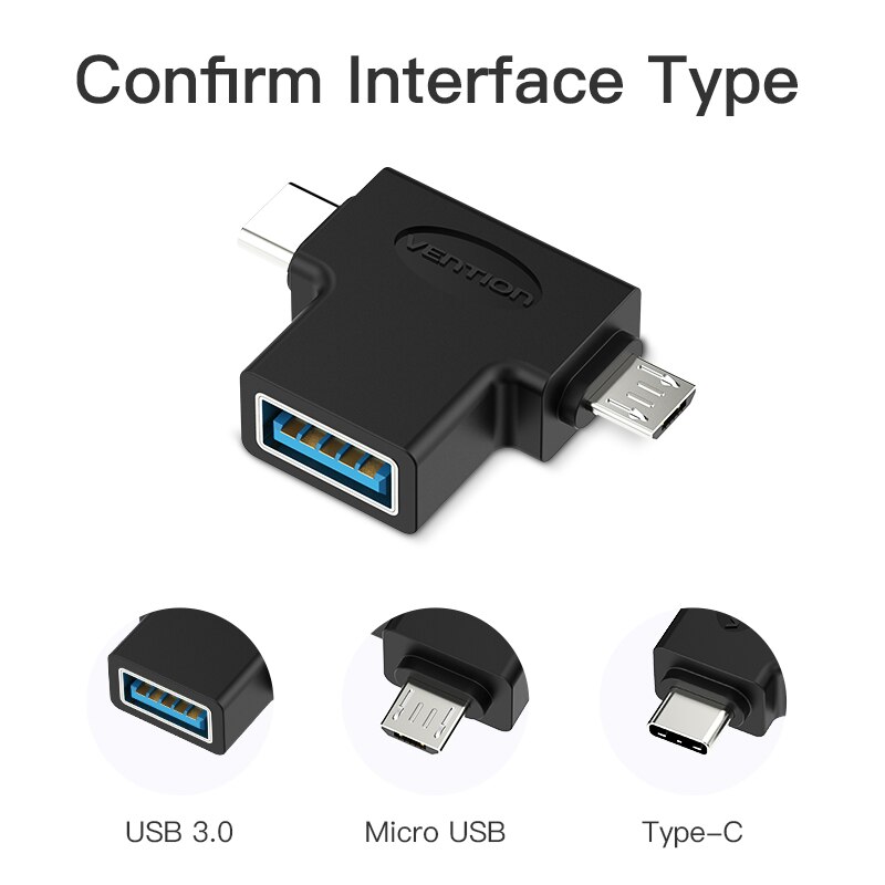 Vention-Adaptador de Cable USB 3,0 OTG 2 en 1, convertidor de Cable Micro USB tipo C para Xiaomi One Plus Nexus 6P, Adaptador tipo C