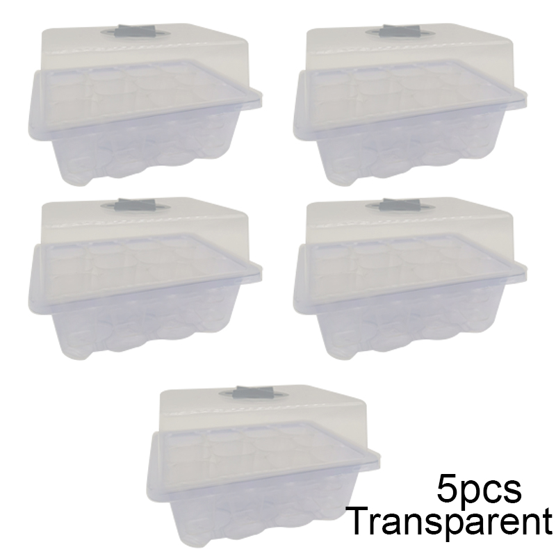 12-Hole Plant Nursery Pot Greenhouse Breeding Box Plant Flower Planter Box Propagation Gardening Planting Start Germination Box: 5PCS White