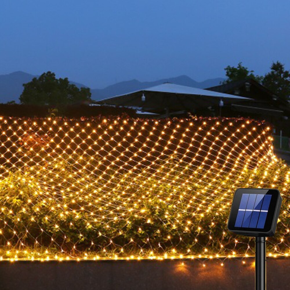 3x2m Solar Mesh Net Light Led Fairy String Window Curtain Lights 8 Modes Home Lighting Garden Patio Yard Balcony Decoration