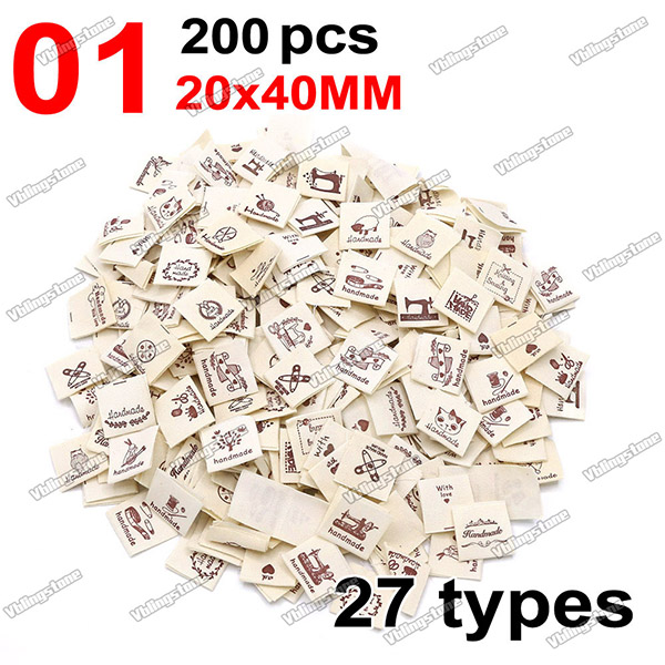 200Pcs Mix Cloth Labels Cartoon Pattern Hand Made Tags For Knitted Hats Woven Handmade Labels DIY Bag Shoes Sew Accessories: Antique Copper