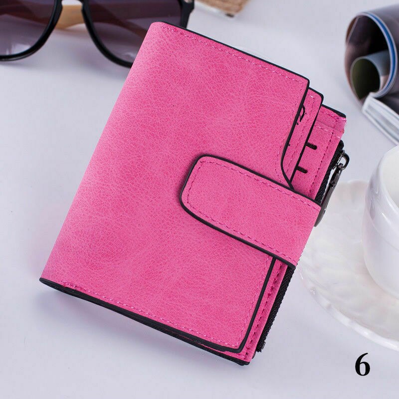 Brand Stylish Women Girls Leather Wallet Card Holder Coin Purse Clutch Small Handbag: dark pink