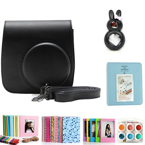 Accessories Kit for Fujifilm Instax Mini 8/8+/8s/9 w/Camera Case/Strap/Selfie Mirror/Filter/Album/Corner Sticker/Sticker/Pen etc: Champagne