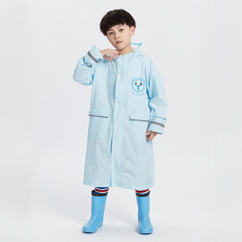 Poncho de pluie pour enfants, imperméable, coupe-vent épais, avec sac d&#39;école, pour garçons et filles: Bleu / L