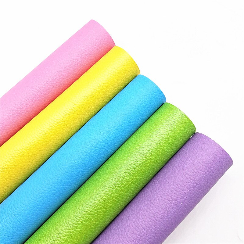 Neon Colors Litchi Textured Solid Synthetic Faux Leather Vinly Fabric Sheets with Felt Backing DIY Bows 21X29CM R416A