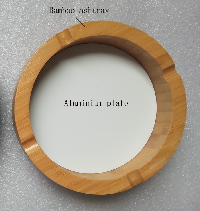 Blank ashtray Sublimation heat press print bamboo ashtray with aluminium plate and glue 5 pieces /lot