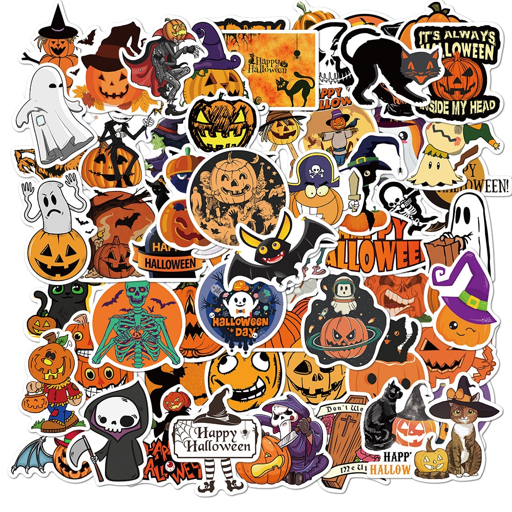 100Pcs Halloween Sticker Horror Grappige Pompoen Lantaarn Sticker Diy Motorfiets Laptop Skateboard PS4 Gitaar Helm Sticker