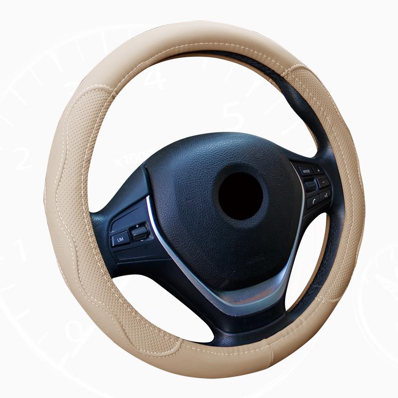 Universele 38cm/15&#39;Diameter PU Leather Sturing car steering Wheel cover omvat anti-slip Skidproof Duurzame stuurwieldekking Auto-accessoires: beidge