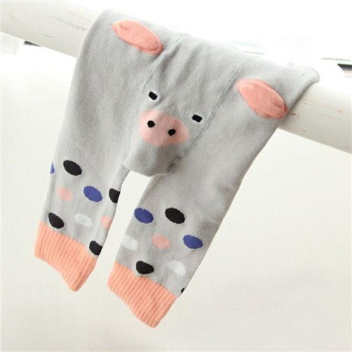 Baby Knitted Leggings Baby Girls Cartoon Pants Skinny Elastic Waist Babies PP Boy Pants Autumn Winter Baby Toddler Trousers: pink pig / S 0to1Years