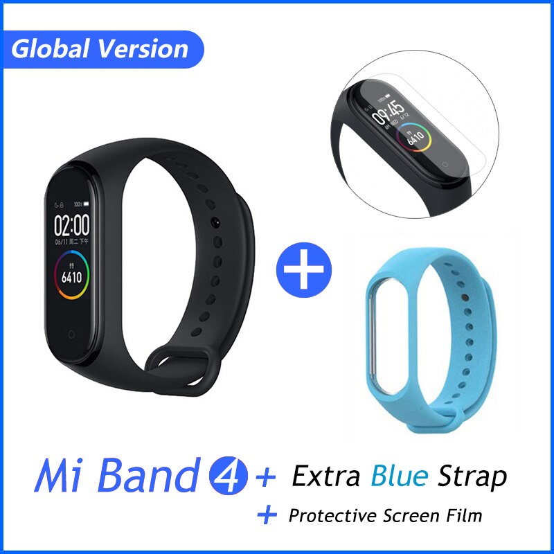 Xiaomi Mi Banda 4 Più Nuovo Sport Miband 4 Braccialetto Intelligente di Frequenza Cardiaca Fitness Traker 135mAh di Colore Dello Schermo di Bluetooth Impermeabile 5.0: GB add blue film