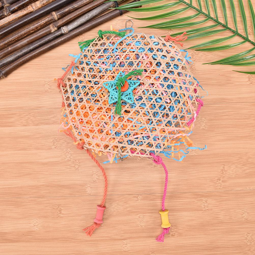 Peck Chewing Parrot Toys Cage Access Cage HangingToy bird swing cage toy foraging toys bites for parakeet Bamboo Weave rope