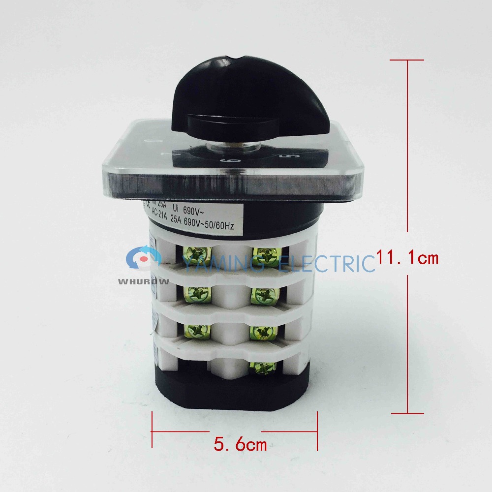 YMZ12-25 Electrical changeover cam rotary selector operation main switch manual transfer switch 25A 4 Pole 7 position