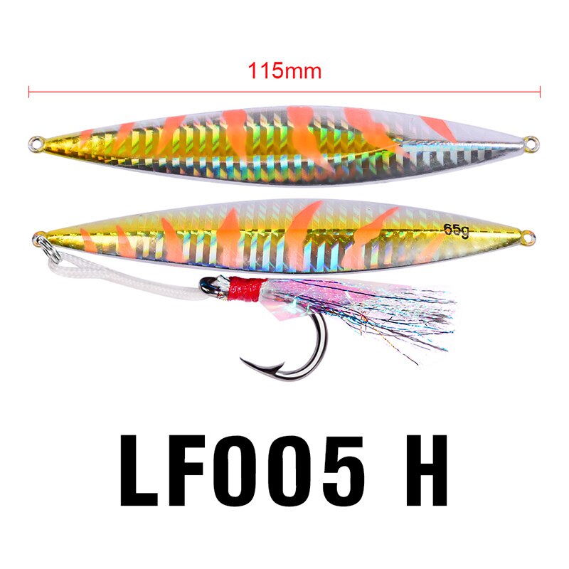 Leurre de pêche au gabarit 1 pièce leurres de poisson au plomb holographique à pas lent poids 65g-2.3oz matériel de pêche 11.5cm crochets appâts de bateau: Color H / Within one Hook