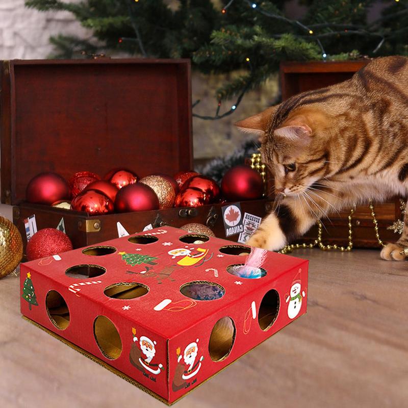 Interactive Cat Toys For Indoor Cats Automatic Cat Toy Feather Rotation In Multi Holes Maze Cat Puzzle Toy Fun Smart Teaser Toy