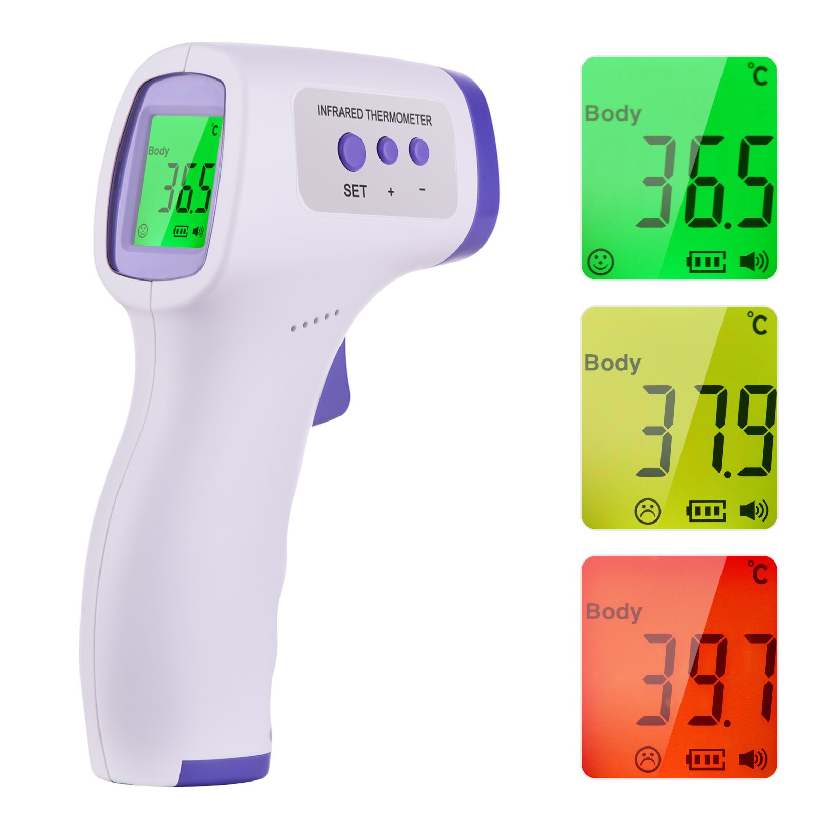 Portable Non-Contact Infrared Forehead Thermometer Body Object Temperature Gauge Switchable ℃ ℉ Temperature High Accuracy LCD