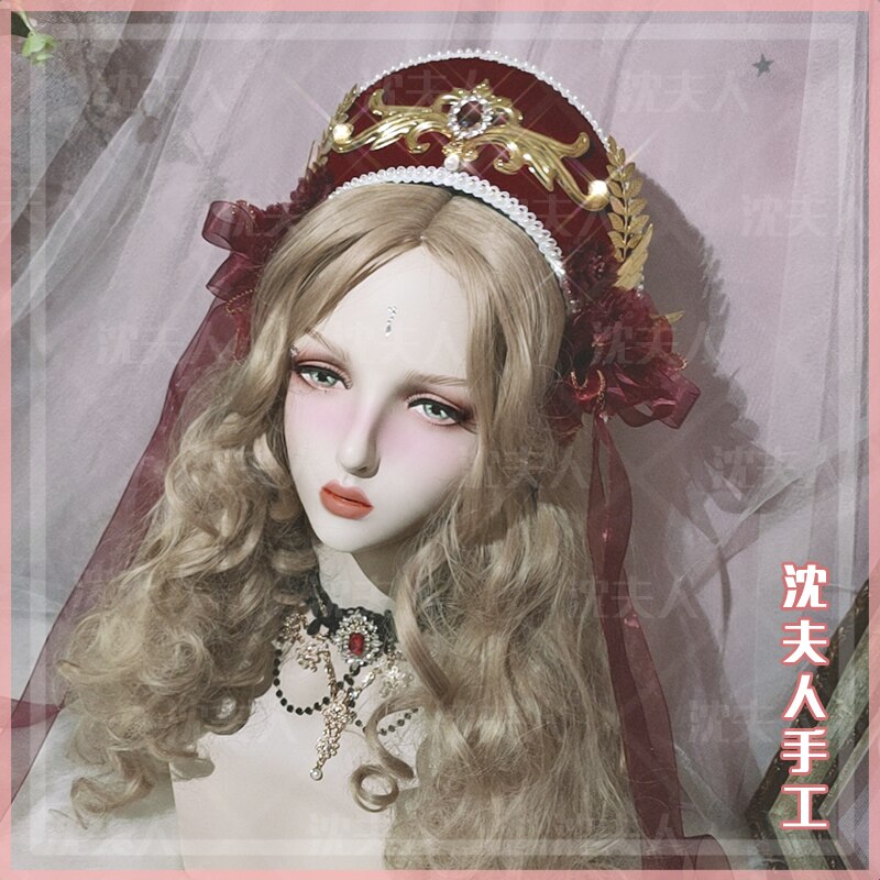 Chaîne de perles Lolita, chapeau en perles, fait à la main de Style palais, rétro, ornement de cheveux/Goth Cosplay, couronne de bijou multicolore: A  05