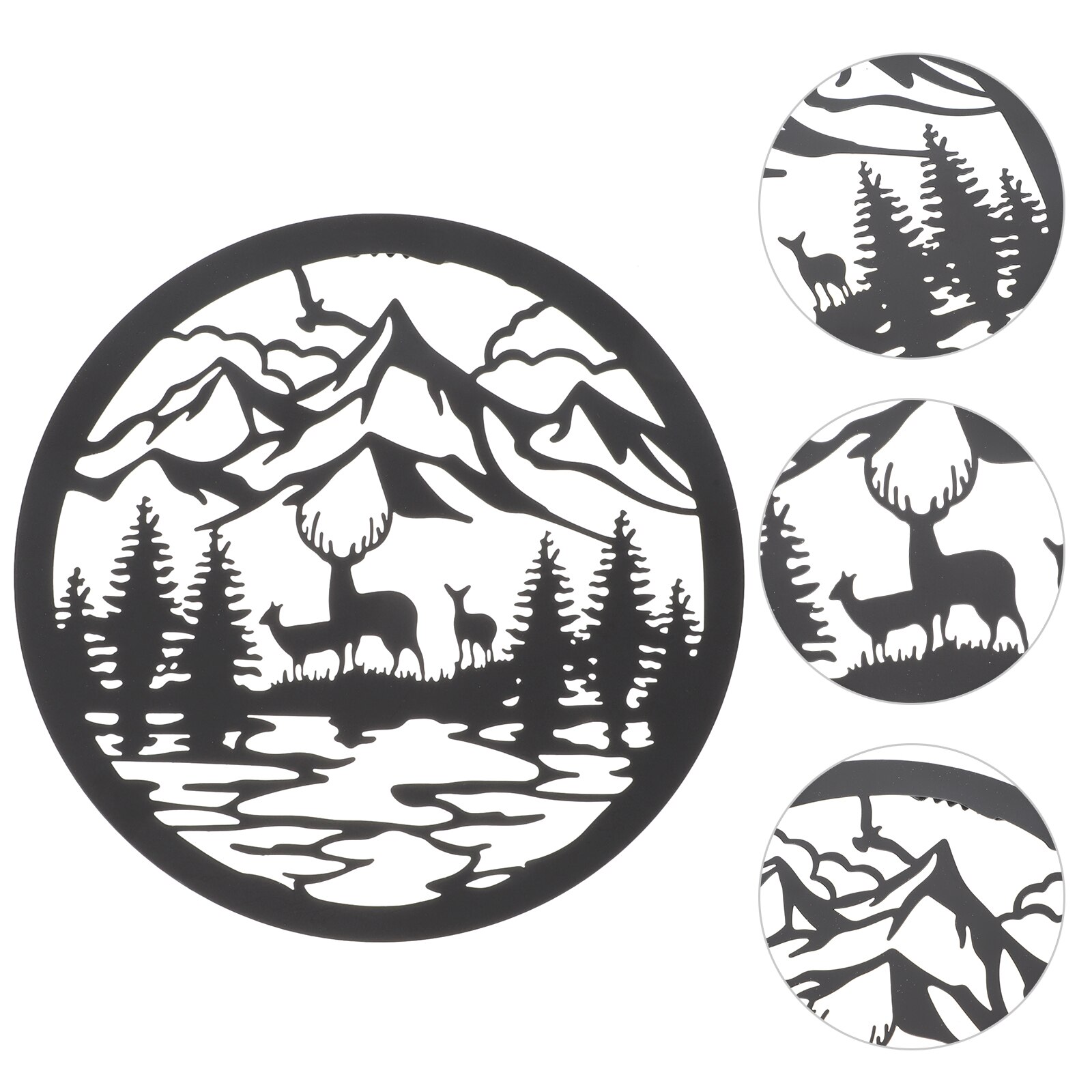 Iron Art Wall Decor Metal Art Sculpture Hanging Decor Circular Wall Ornament: Black