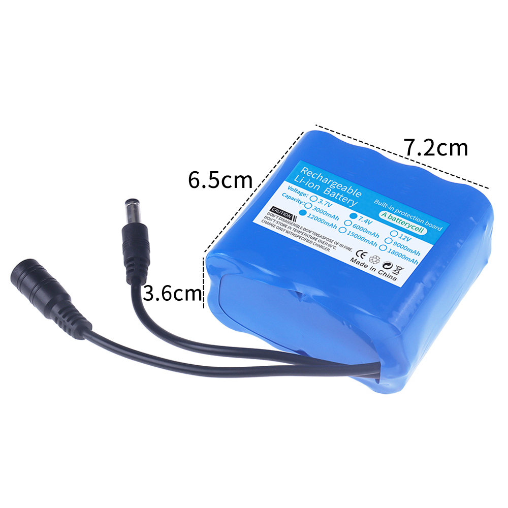 Batería de iones de litio de 7,4 V, 18650 2S, Cargador USB, 3000mah, 6000mah, 9000mah, 12000mah, Control remoto, piezas de repuesto para barcos de cebo de pesca: Amarillo