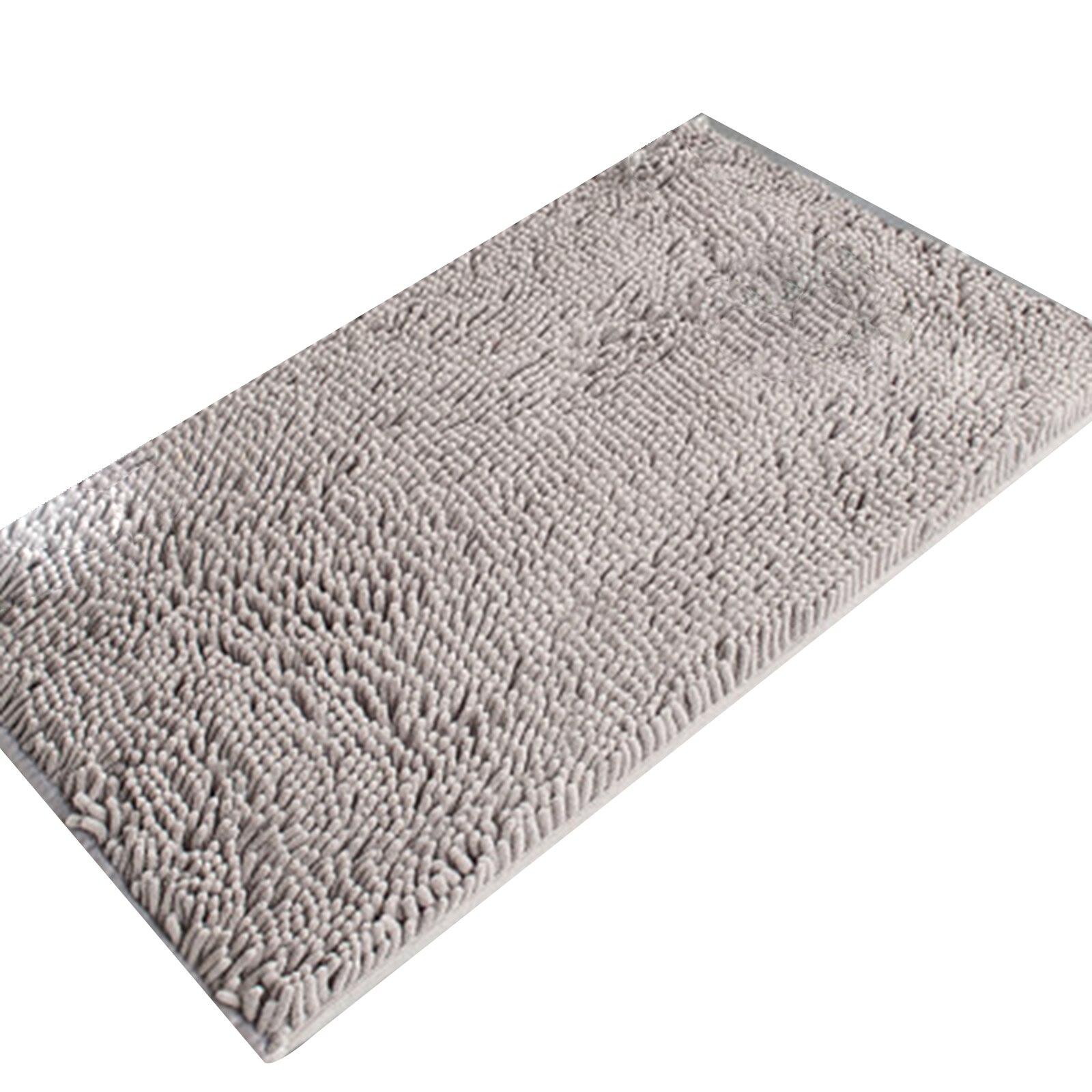 Chenille Bath Mat Soft Shaggy and Comfortable Super Absorbent and Thick Non-Slip Machine Washable for Bathroom TP: Gray