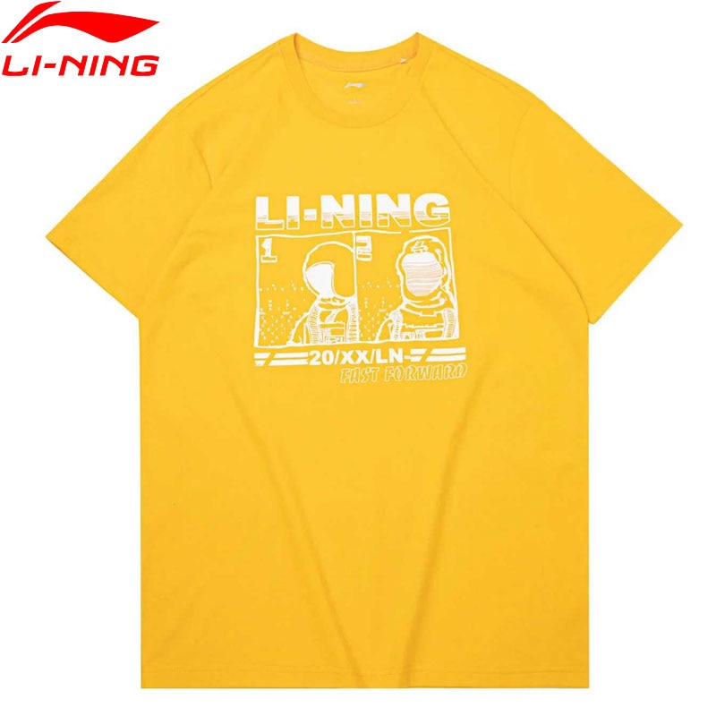 Li-ning mænd trend t-shirt 73%  bomuld 27%  polyester regular fit foring li ning sport grafiske tees toppe ahsq 209 mts 3217