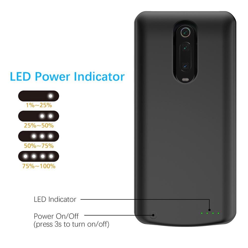 6500 mah akkukoteloa puhelinlaturi xiaomi  mi 9t pro virtakotelolle ulkoinen akkuvirtalähde xiaomi  mi 9t latauskotelolle