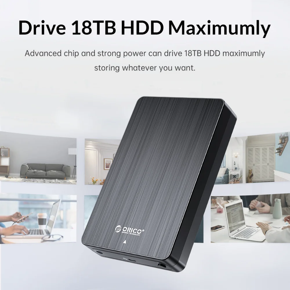 Orico Hdd Case 3.5 "Harde Schijf Behuizing Usb Type C Sata 6Gbps Voor Ssd Hdd Externe Harde Schijf Case Ondersteuning Uasp 18Tb