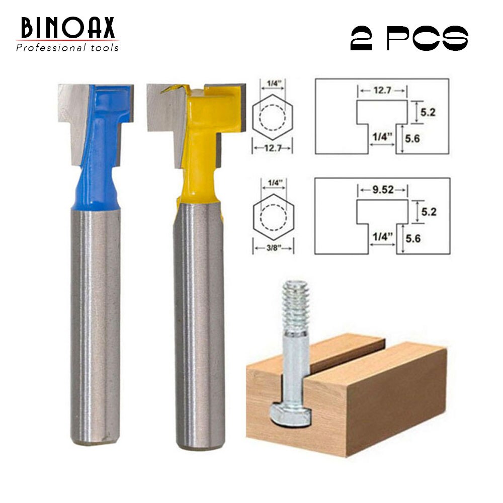 2 sztuk/partia 1/4 "cholewka t-otwór nóż router fragment dla 1/4" klątwa śruba: niebieski