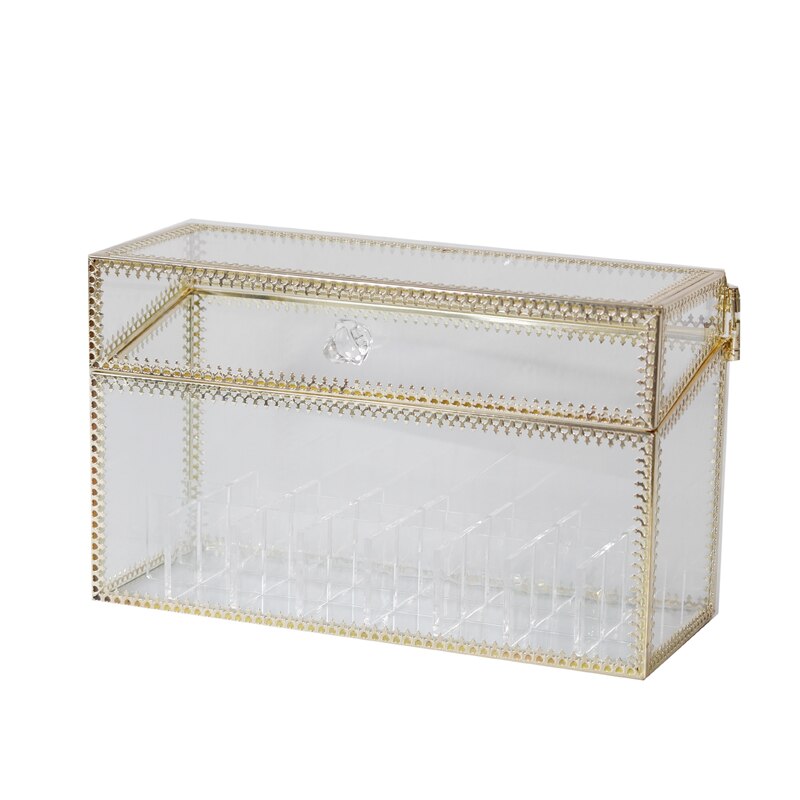 Boîte de rangement de maquillage doré boîte de rangement étui cosmétique en verre pour rouge à lèvres soins de la peau vernis à ongles présentoir de parfum: 24-high