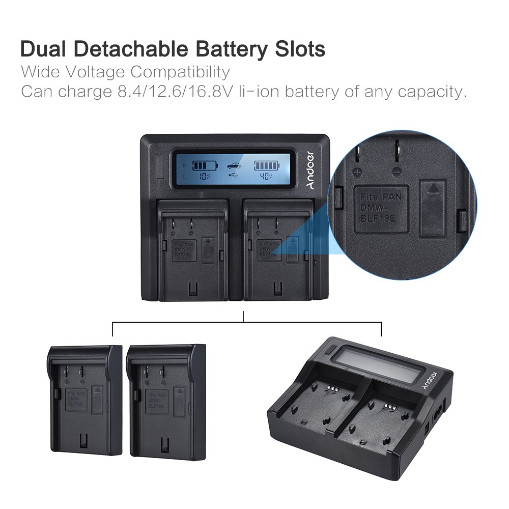 Andoer NP-FZ100 Dual Channel LCD Camera Batterij Oplader voor Sony Camera Batterij Oplader voor Sony A7III A9 A7RIII A7SIII