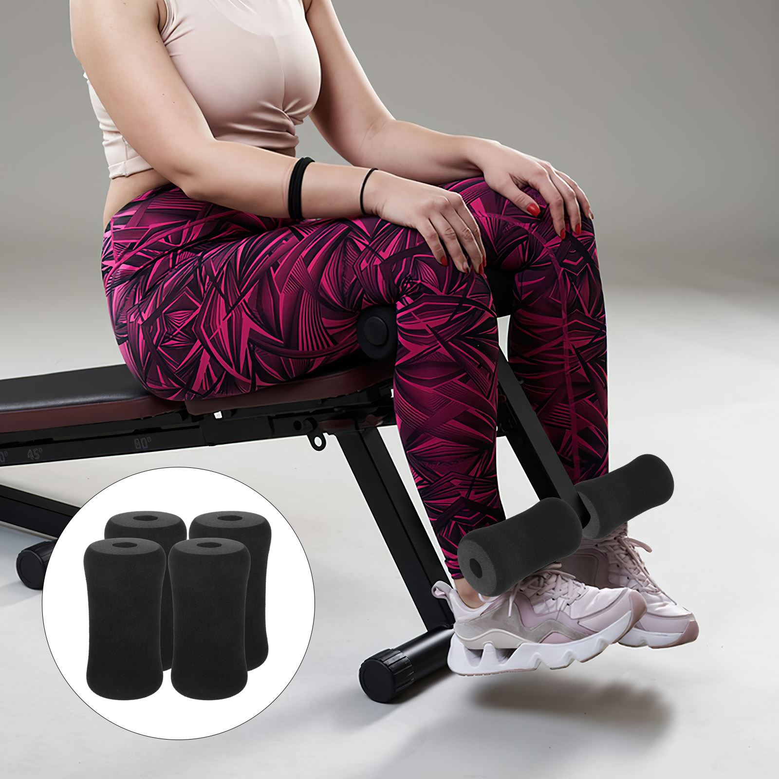 4 stuks voetschuimkussentjes zwarte schuimrollen vervanging voor beenverlenging voor halterbank thuisbank en gymtrainingsmachines