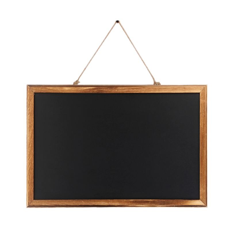 Pizarra rectangular colgante de madera para niños, tablero negro para mensajes