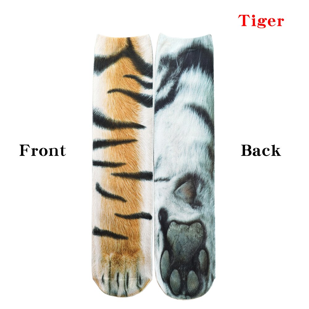 Bomuld sjove sokker kvinder kawaii print animal paw søde sokker 3d print hund kat pote afslappet glad høj ankel mænd sokker: 09