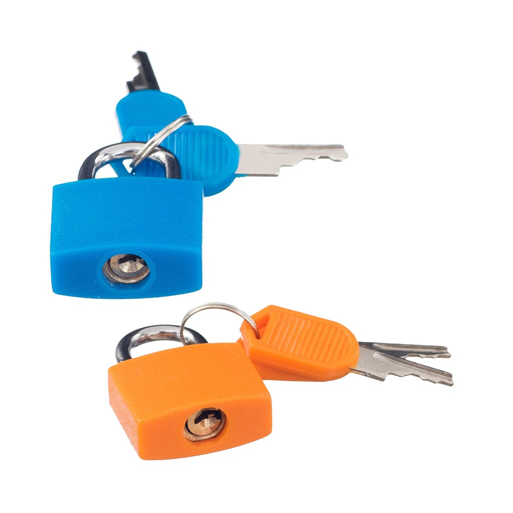 2 Kleine Hangslot Set Met Sleutels (2 Pairs) bagage Koffer Reistas Mini Lock Accessoire Kit Massief Messing Blauw &amp; Oranje