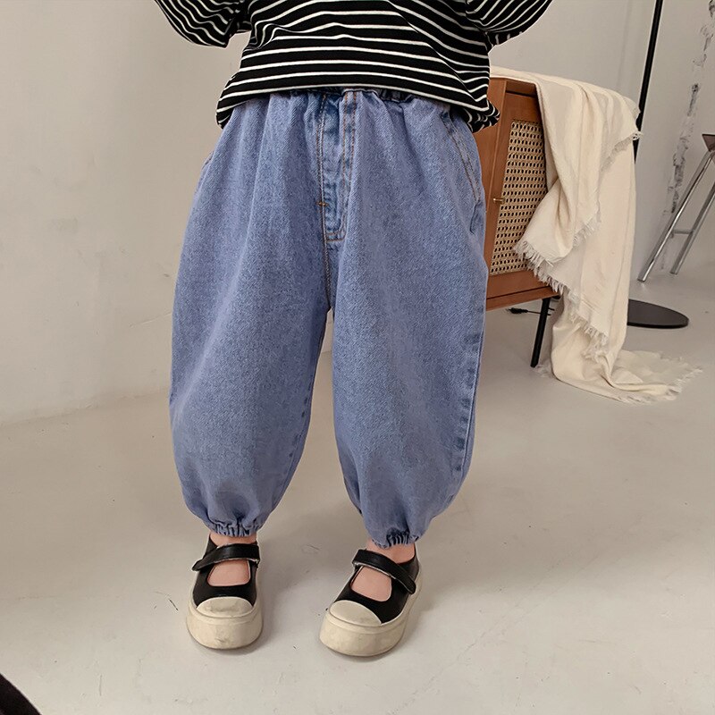 Primavera neonate moda lanterna jeans 1-6 anni bambini pantaloni larghi casual in denim: 6