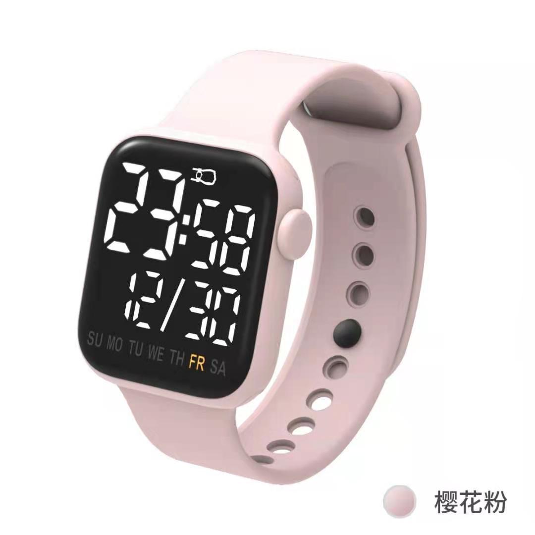 The square LED electronic watch apple touch screen LED watch digital sports students: Pink