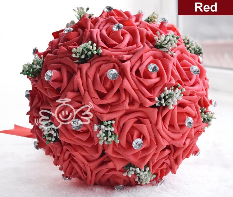 AYiCuthia Prachtige Handgemaakte Bruiloft bloemen Witte Bruidsmeisje Bruidsboeketten kunstmatige Rose Bruiloft Boeket S52