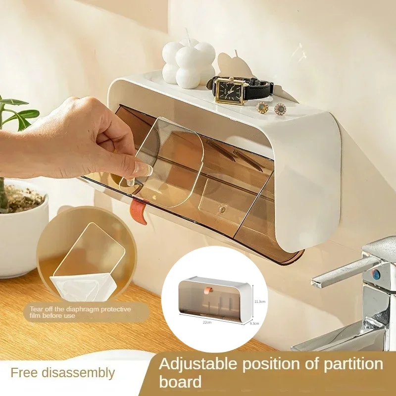 Toilet Storage Containers Wall Mounted Cotton Pad Storage Boxes Dustproof Bathroom Organizer Makeup Jewelry Holder Storage Box