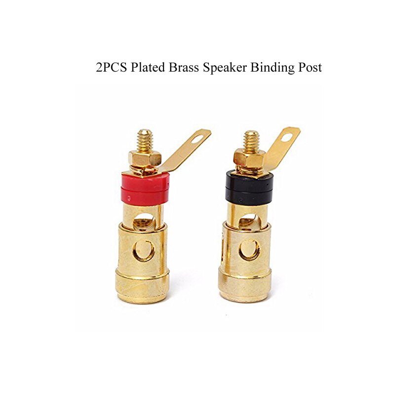 2PCS Plated Brass Speaker Binding Post Spring Loaded Press Subwoofer Basket Speakers Accessory